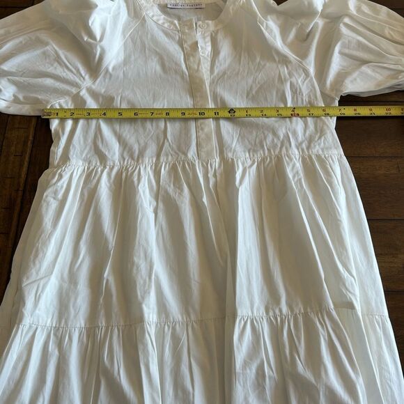 English Factory Anthropologie White Puff Sleeve Tiered Midi Dress Small AK105D - Picture 12 of 13